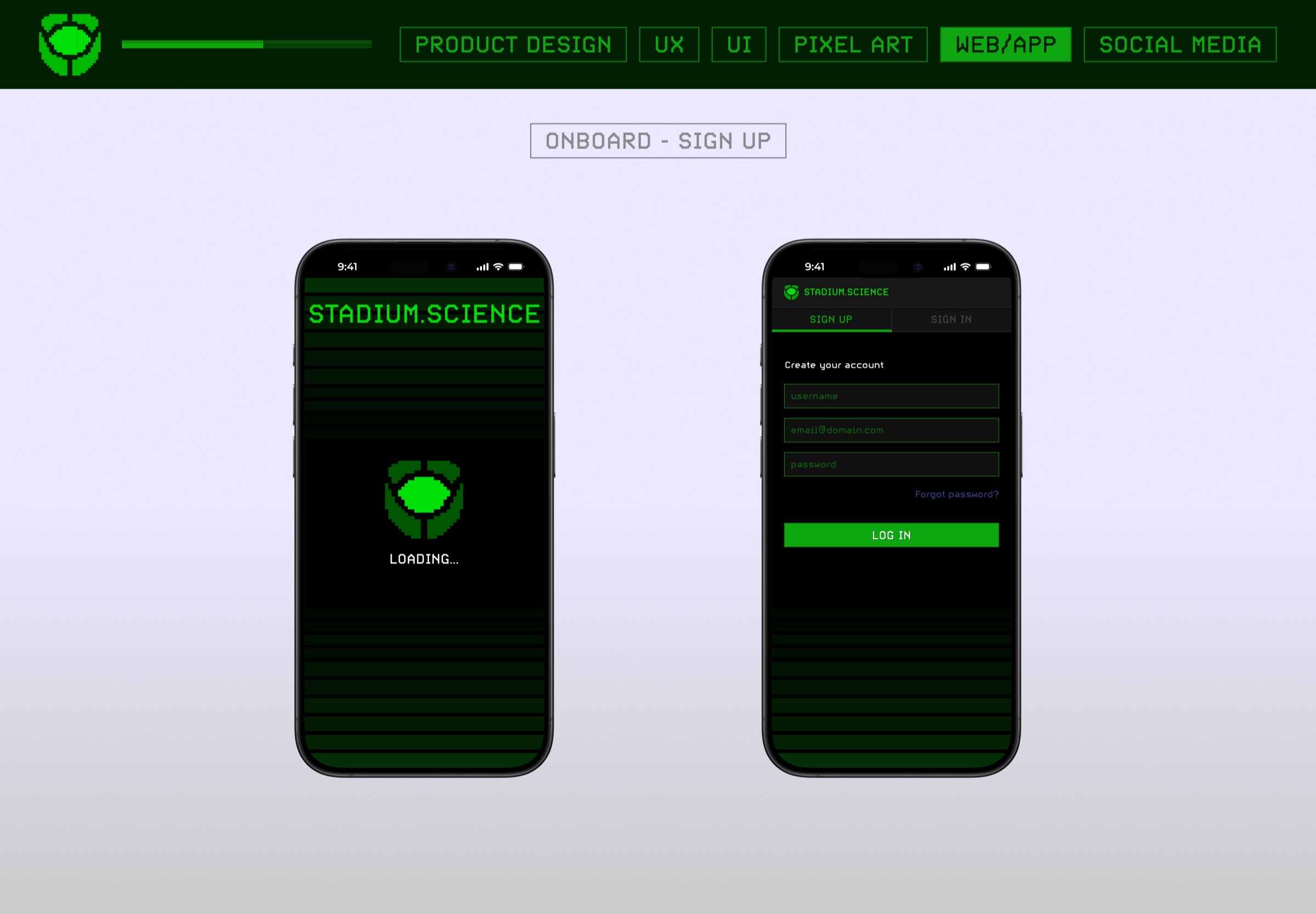 Onboarding and sign up screens