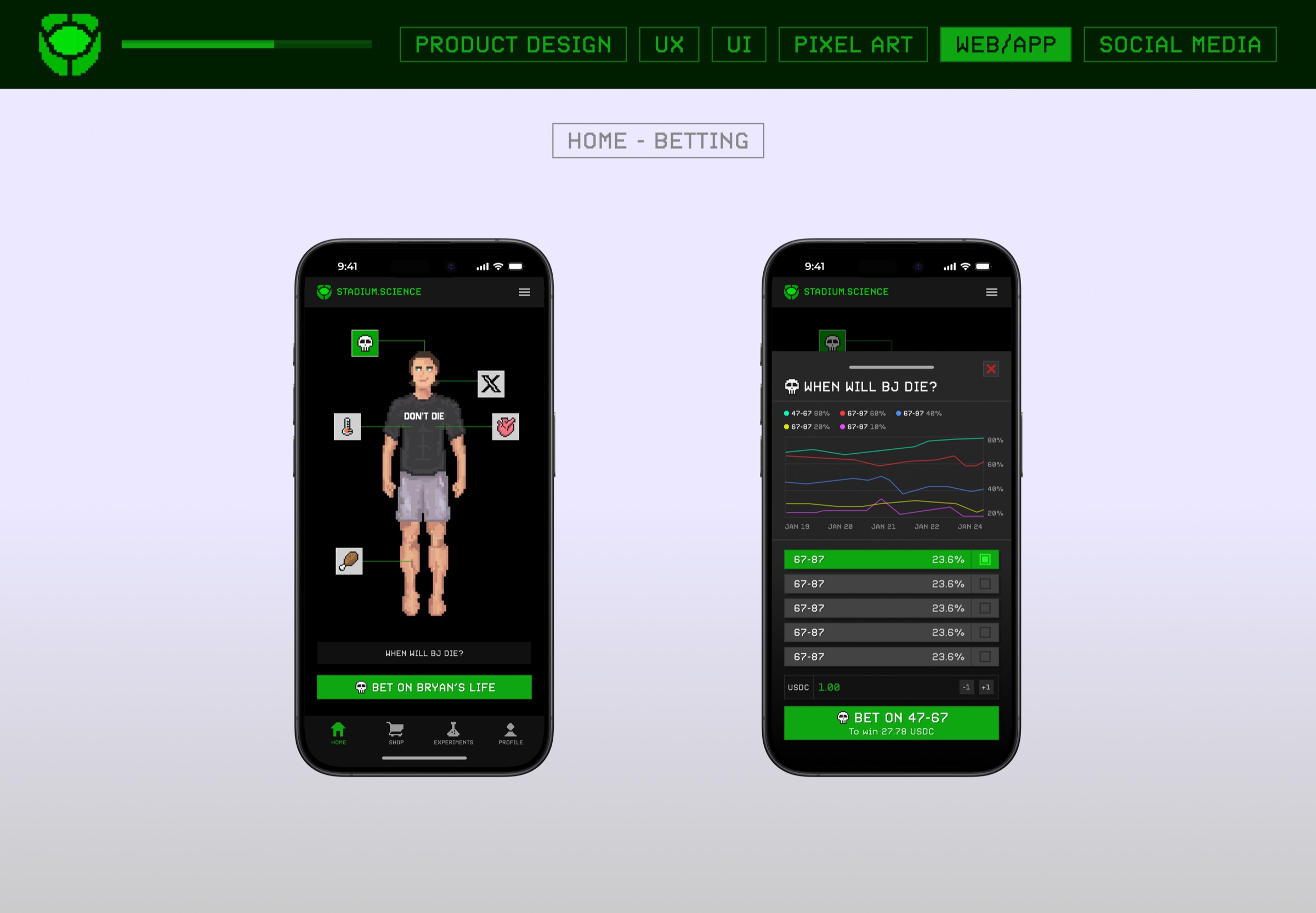 Home and settings screens