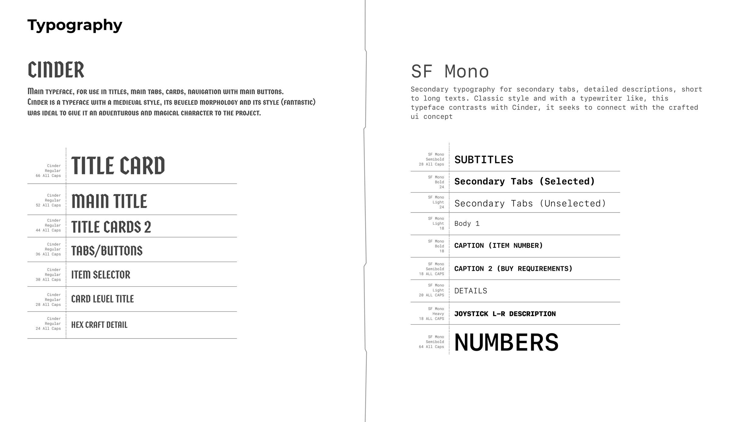 Typography: Cinder and SF Mono