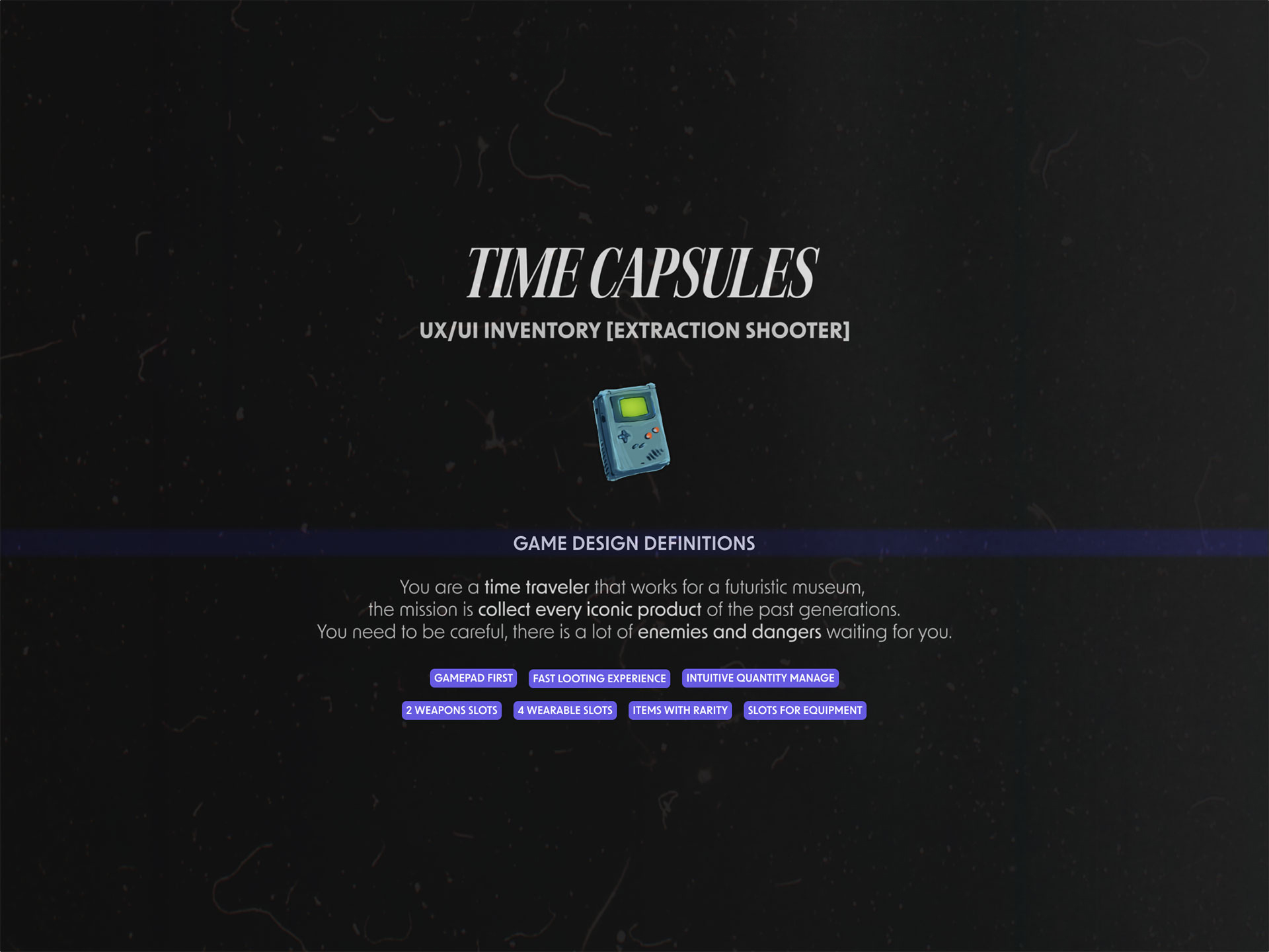 Time Capsules: UX/UI inventory for an extraction shooter, game design definitions
