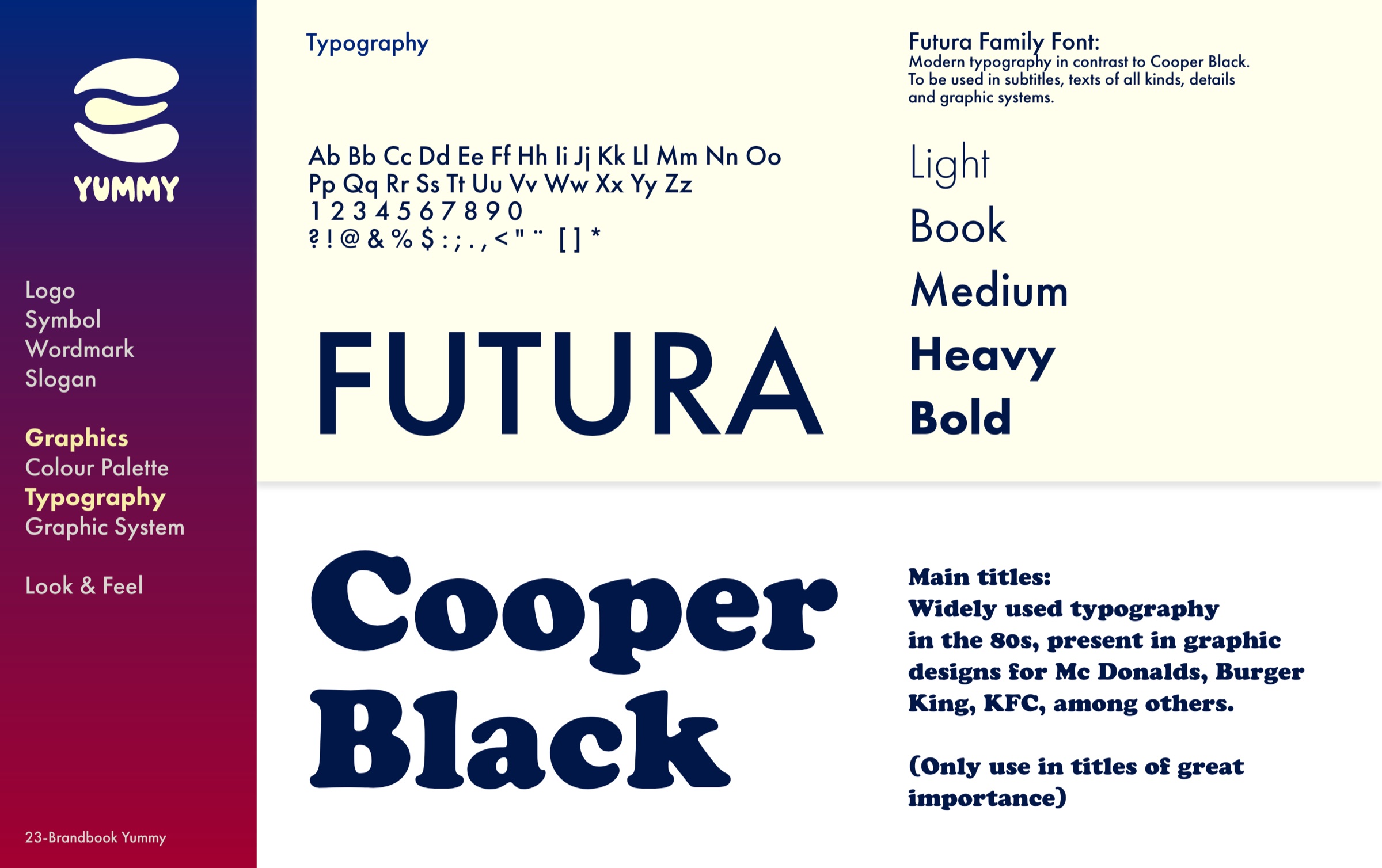 Typography: Futura and Cooper Black
